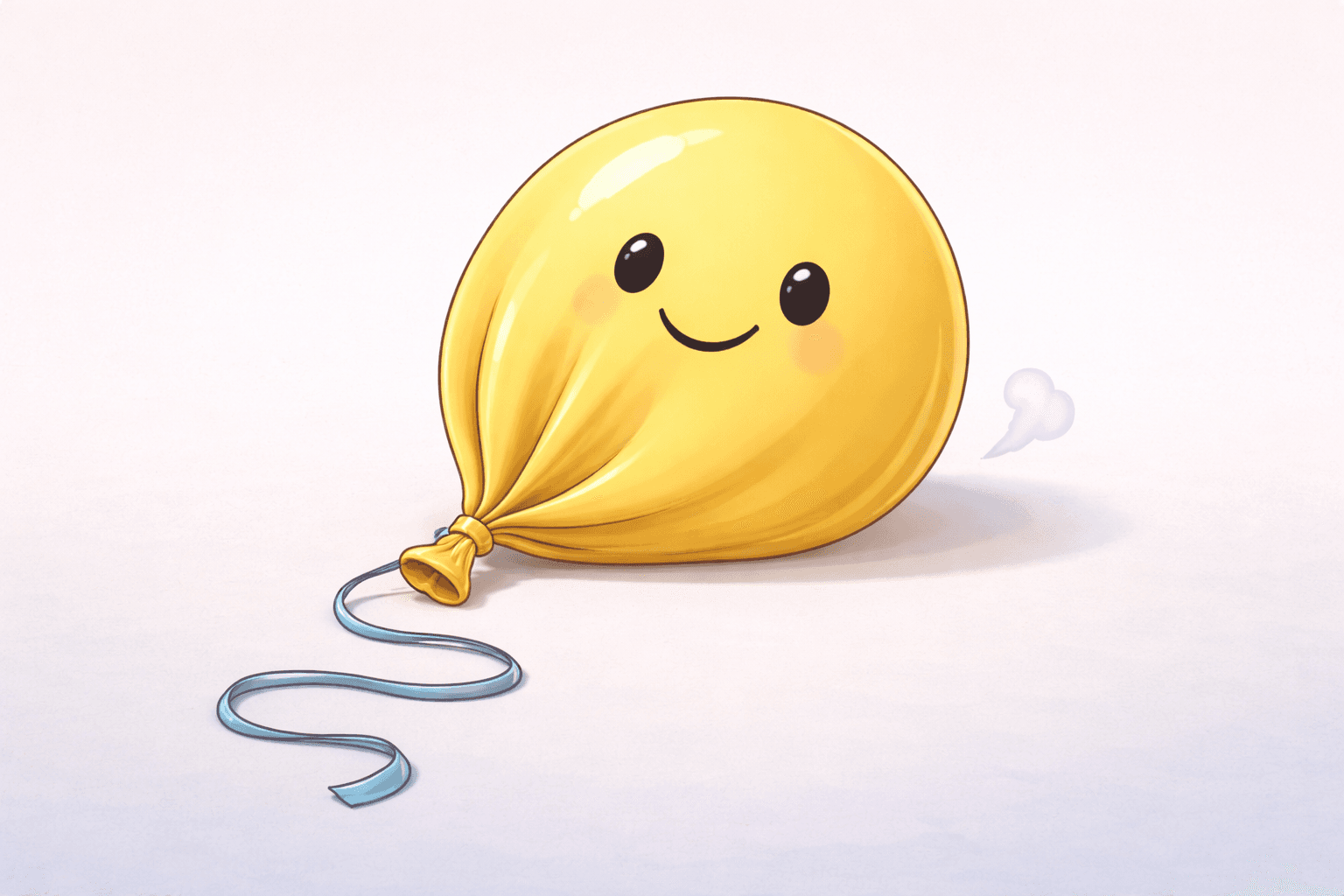 Lächelnder Ballon verliert Luft