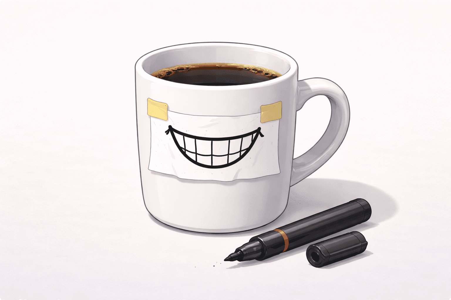 Kaffeetasse lächelt